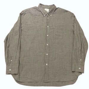 Billy Reid Cotton Brushed Flannel Button Down Men XXL Grey Plaid Made in Italy
